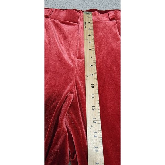 Torrid Womens Red Relaxed Taper Velvet High Rise Pants Flat Front Size 18‎ NWT - Picture 10 of 13